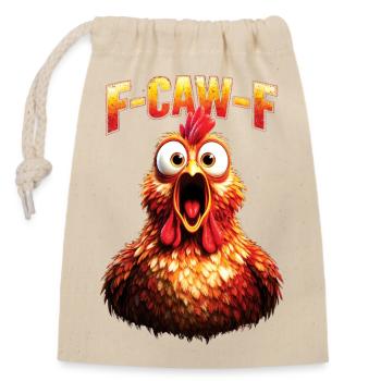 F-Caw-F Chicken Hahn Huhn - Verschließbarer Geschenkbeutel aus Baumwolle (14x20cm) - Natur - Vorne