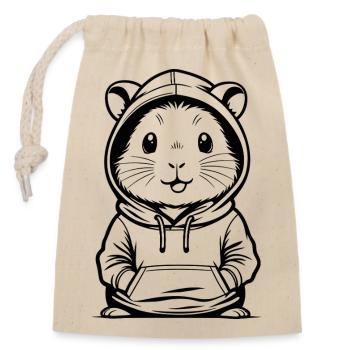 Sweat à capuche hamster Streetwear - Sac cadeau en coton avec cordon (14 x 20 cm) - nature - Devant