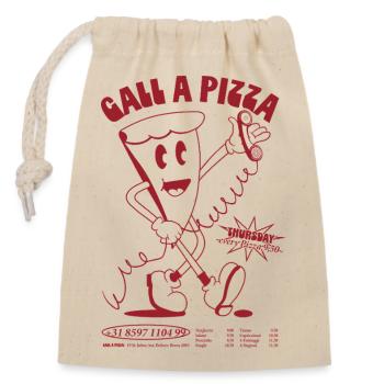 Call A Pizza - Sac cadeau en coton avec cordon (14 x 20 cm) - nature - Devant
