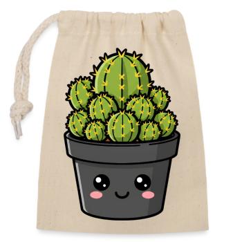 Kawaii Cactus Pot Garden - Closable cotton gift bag (14x20cm) - nature - Front