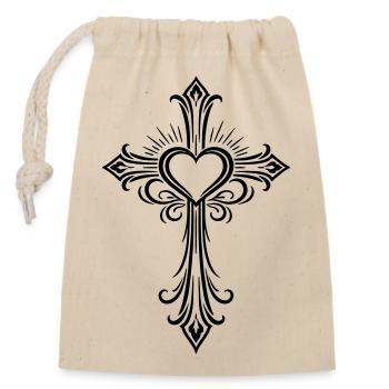 Amour croisé - Sac cadeau en coton avec cordon (14 x 20 cm) - nature - Devant