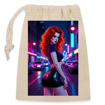 Ville néon rousse la nuit dernière - Sac cadeau en coton avec cordon (14 x 20 cm) - nature - Devant