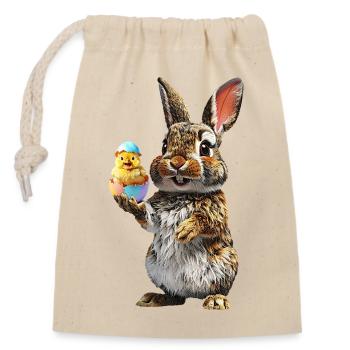 Hare - Closable cotton gift bag (14x20cm) - nature - Front