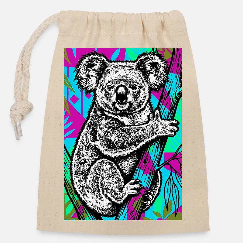 Koala - Closable cotton gift bag (14x20cm) - nature