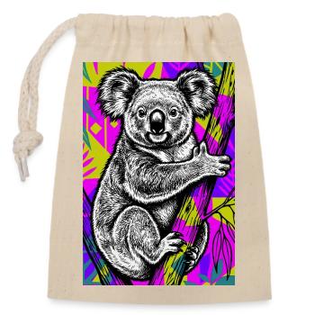 Koala - Verschließbarer Geschenkbeutel aus Baumwolle (14x20cm) - Natur - Vorne