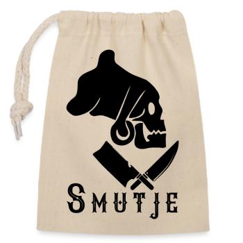 Smutje mit Schritzug - Verschließbarer Geschenkbeutel aus Baumwolle (14x20cm) - Natur - Vorne