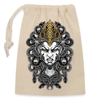 Medusa-Gorgon-Maske Gold und Weiß Mythologisch - Verschließbarer Geschenkbeutel aus Baumwolle (14x20cm) - Natur - Vorne