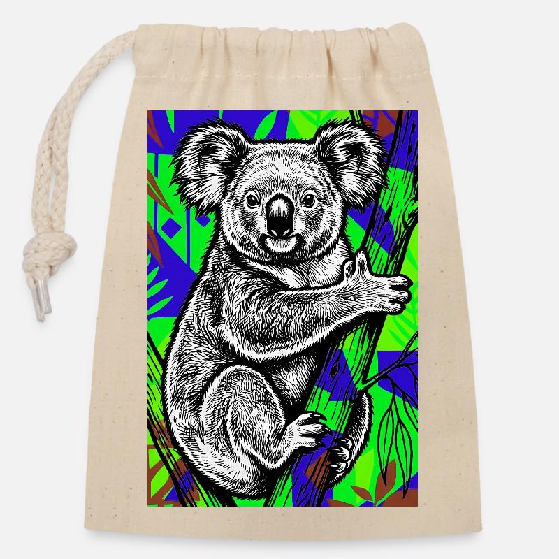 Koala - Closable cotton gift bag (14x20cm) - nature