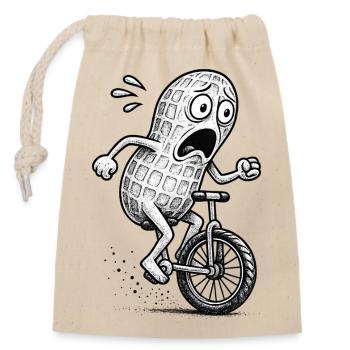 Panic Peanut auf dem Fahrrad - Verschließbarer Geschenkbeutel aus Baumwolle (14x20cm) - Natur - Vorne