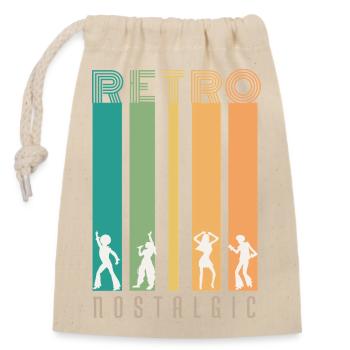 Retro Barres et Silhouettes Nostalgie - Sac cadeau en coton avec cordon (14 x 20 cm) - nature - Devant