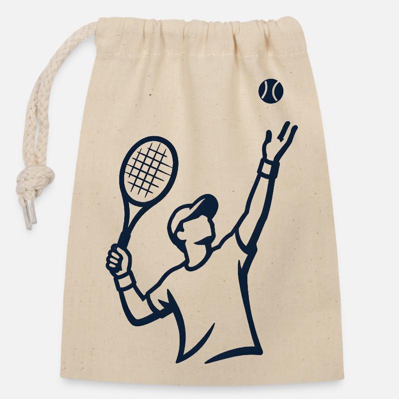 Tennis Silhouette Player - Closable cotton gift bag (14x20cm) - nature