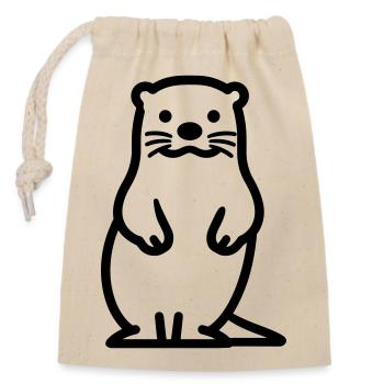 otter - Closable cotton gift bag (14x20cm) - nature - Front