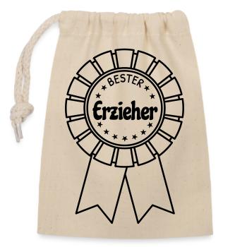 Bester Erzieher - Verschließbarer Geschenkbeutel aus Baumwolle (14x20cm) - Natur - Vorne