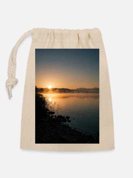 Bodensee Sonnenaufgang - Verschließbarer Geschenkbeutel aus Baumwolle (14x20cm) - Natur