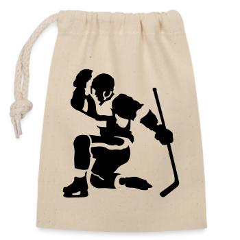 hockey goal - Closable cotton gift bag (14x20cm) - nature - Front