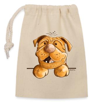 Happy Dogue de Bordeaux - Sac cadeau en coton avec cordon (14 x 20 cm) - nature - Devant