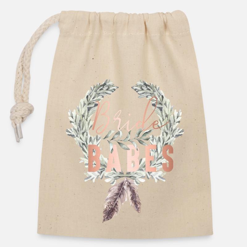 Boho Bride Babes Lorbeerkranz - Verschließbarer Geschenkbeutel aus Baumwolle (14x20cm) - Natur
