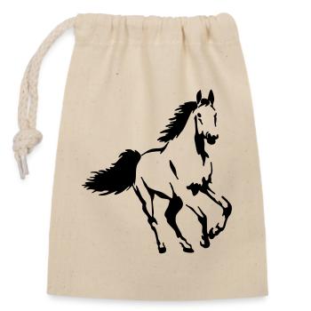 Cheval Animal Étalon Mare Poulain - Sac cadeau en coton avec cordon (14 x 20 cm) - nature - Devant