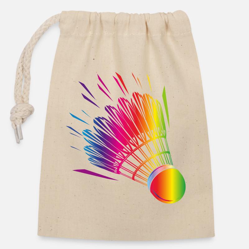 dessin de badminton coloré de badminton - Sac cadeau en coton avec cordon (14 x 20 cm) - nature