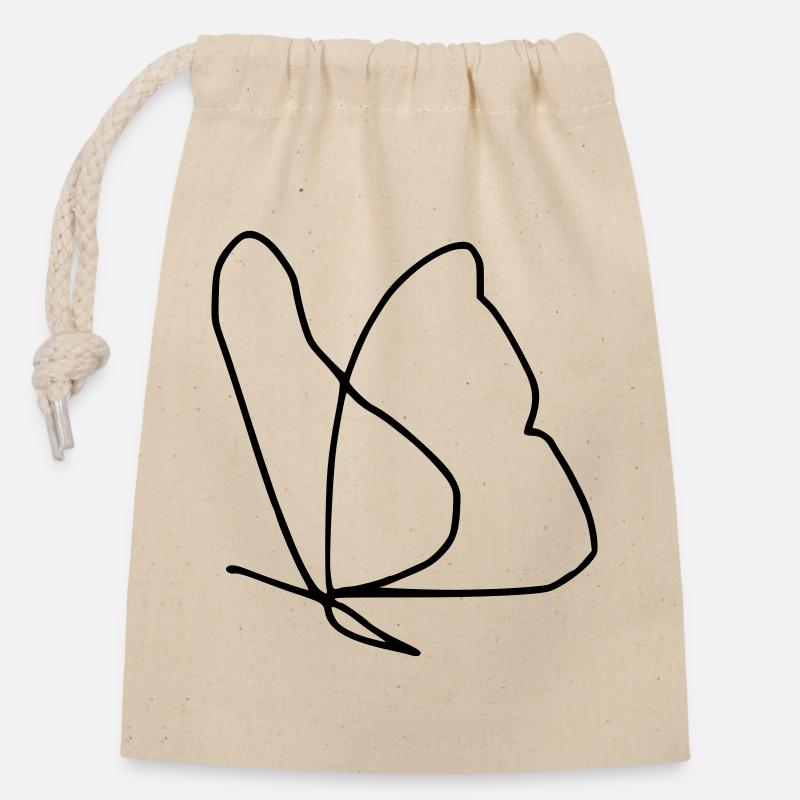Butterfly - Closable cotton gift bag (14x20cm) - nature