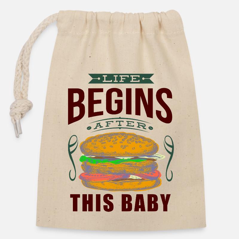 États-Unis - Alimentation - Sac cadeau en coton avec cordon (14 x 20 cm) - nature