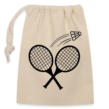 Badminton 3 - Verschließbarer Geschenkbeutel aus Baumwolle (14x20cm) - Natur - Vorne