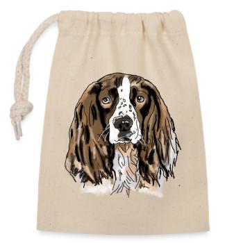 Épagneul - Sac cadeau en coton avec cordon (14 x 20 cm) - nature - Devant