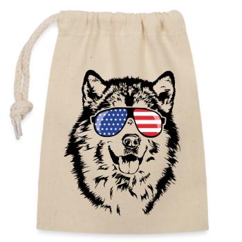 ALASKAN MALAMUTE Amérique Flag Dogs Wilsigns - Sac cadeau en coton avec cordon (14 x 20 cm) - nature - Devant