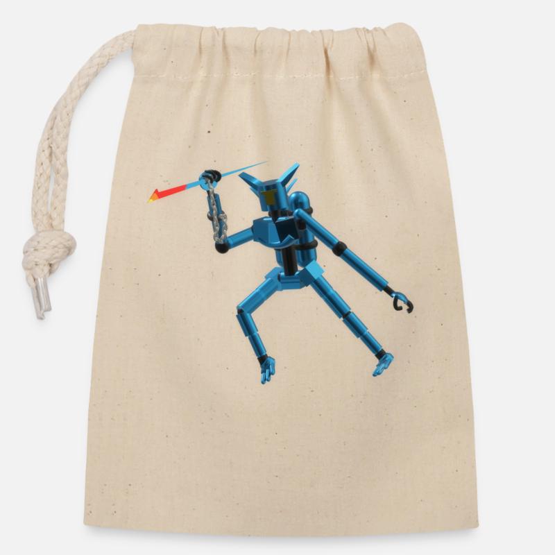 Robot paisible - Sac cadeau en coton avec cordon (14 x 20 cm) - nature