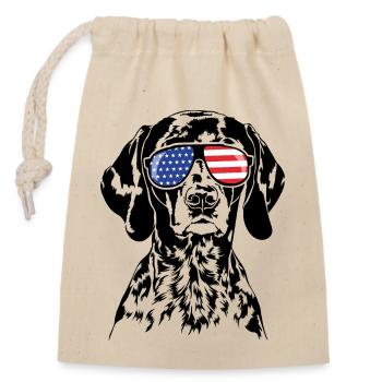 German Shorthair America Flag USA Wilsigns - Sac cadeau en coton avec cordon (14 x 20 cm) - nature - Devant
