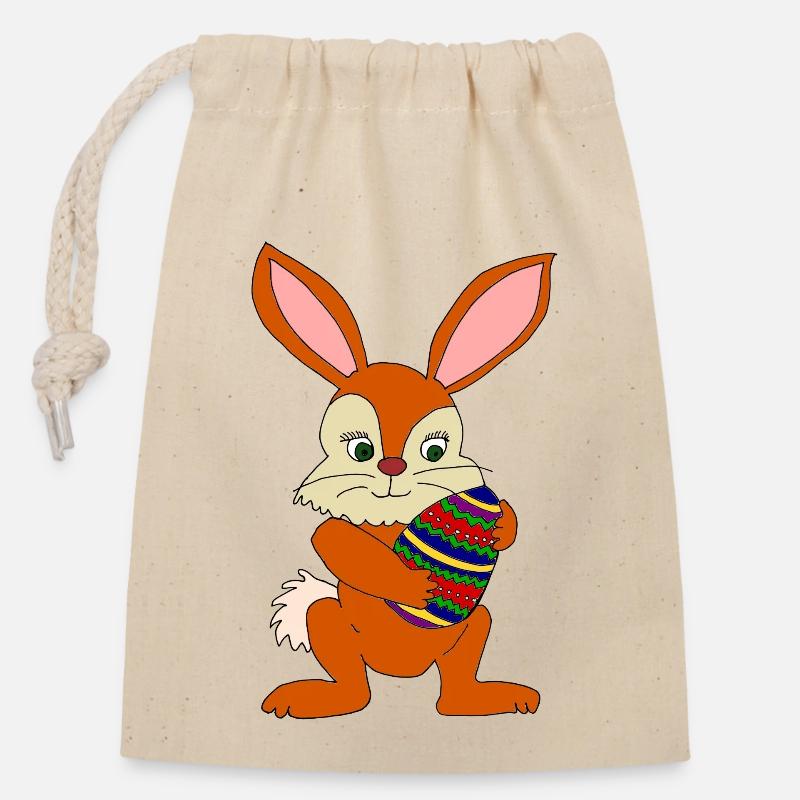 osterhase - Verschließbarer Geschenkbeutel aus Baumwolle (14x20cm) - Natur
