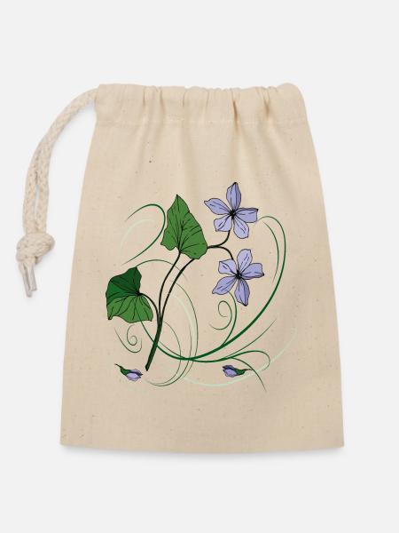 Blumenranke, Flowers, Wildblumen - Verschließbarer Geschenkbeutel aus Baumwolle (14x20cm) - Natur