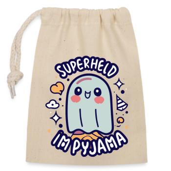 Cute Gift - Super-héros en pyjama - Sac cadeau en coton avec cordon (14 x 20 cm) - nature - Devant