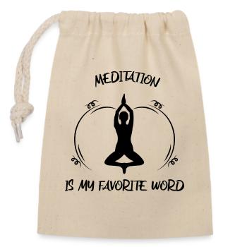 Meditation - Closable cotton gift bag (14x20cm) - nature - Front