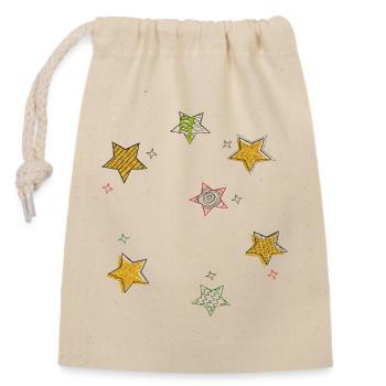 Stars - Closable cotton gift bag (14x20cm) - nature - Front