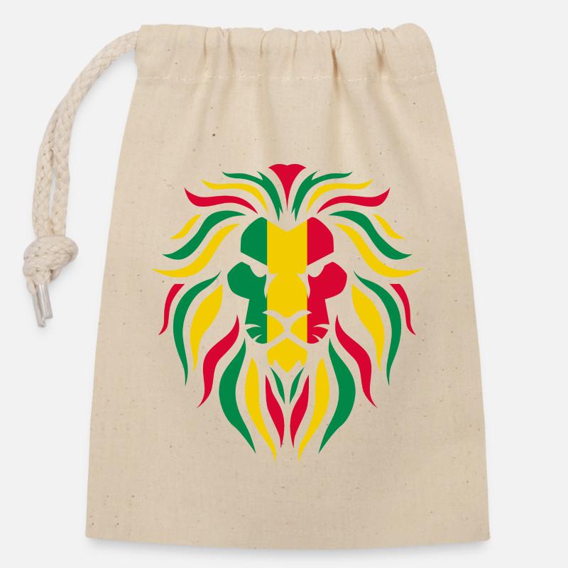 Reggae Rasta Lion - Sac cadeau en coton avec cordon (14 x 20 cm) - nature