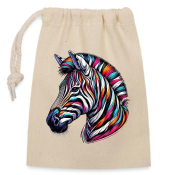 Zebra - Closable cotton gift bag (14x20cm) - nature - Front