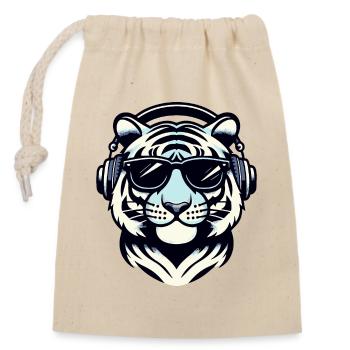 Tiger DJ Shades - Closable cotton gift bag (14x20cm) - nature - Front