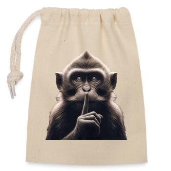 A Silent Monkey - Closable cotton gift bag (14x20cm) - nature - Front