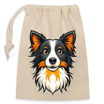 Border Collie concentré élevant des moutons - Sac cadeau en coton avec cordon (14 x 20 cm) - nature - Devant