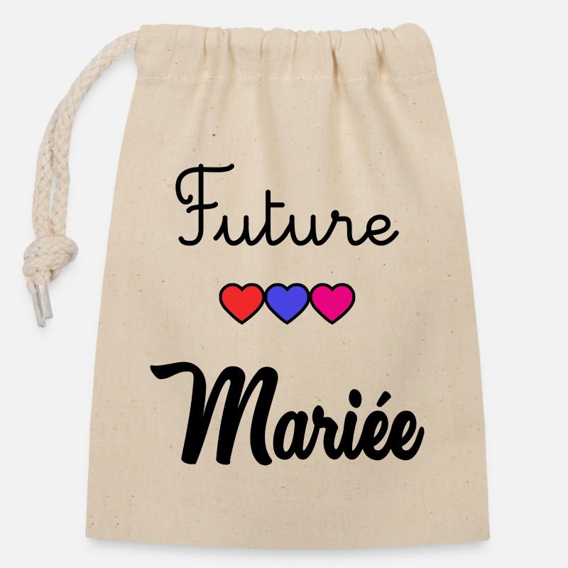 FUTURE MARIEE - Sac cadeau en coton avec cordon (14 x 20 cm) - nature