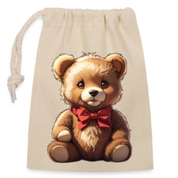 Teddy - Closable cotton gift bag (14x20cm) - nature - Front