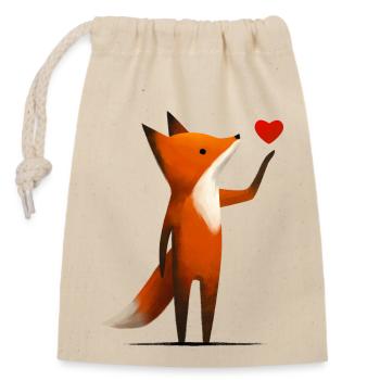 Fuchs mit Herz - Verschließbarer Geschenkbeutel aus Baumwolle (14x20cm) - Natur - Vorne