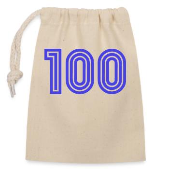 100. 100 YEARS. 100th ANNIVERSARY. BIRTHDAY 100 - Closable cotton gift bag (14x20cm) - nature - Front