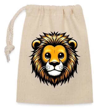 Lion - Closable cotton gift bag (14x20cm) - nature - Front