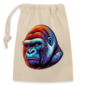 Gorilla - Closable cotton gift bag (14x20cm) - nature - Front