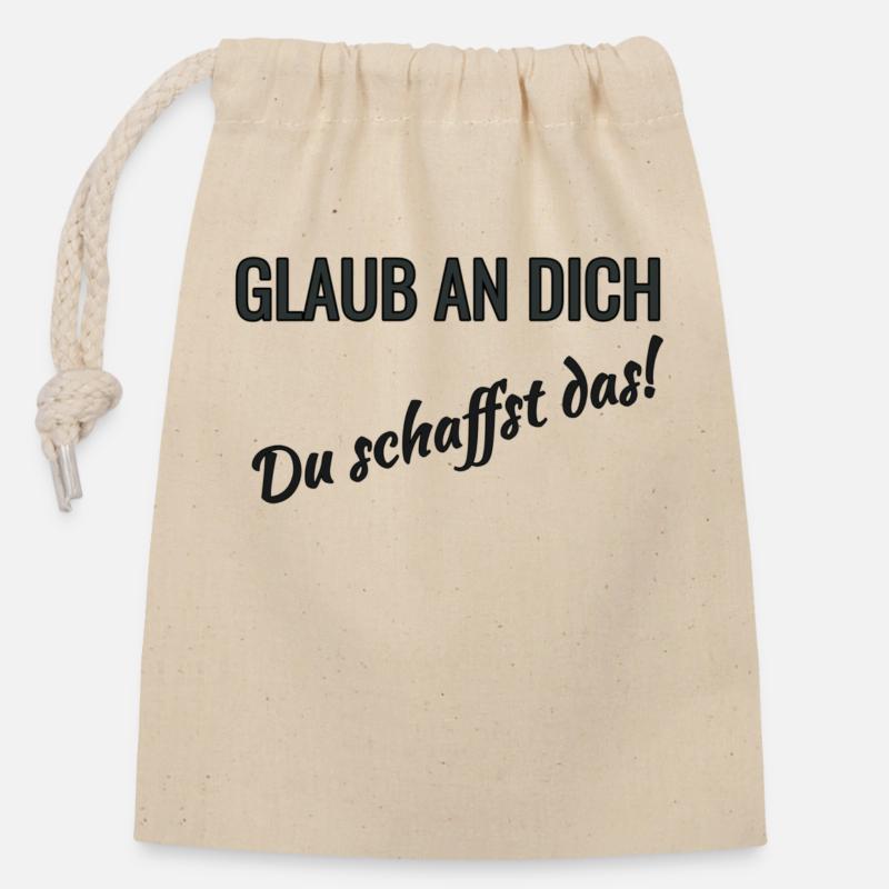 Glaub am dich - Verschließbarer Geschenkbeutel aus Baumwolle (14x20cm) - Natur