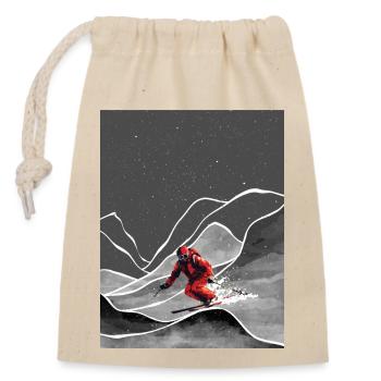 Skifahren in den Schneebergen Snowy Mountain Ski - Verschließbarer Geschenkbeutel aus Baumwolle (14x20cm) - Natur - Vorne