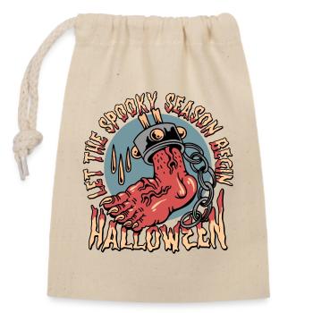 Zombie d’Halloween - Sac cadeau en coton avec cordon (14 x 20 cm) - nature - Devant