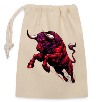 Taureau - Sac cadeau en coton avec cordon (14 x 20 cm) - nature - Devant